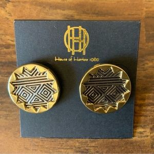 House of Harlow 1960 Button Sunburst Stud Earrings Gold Tone Gold Plate